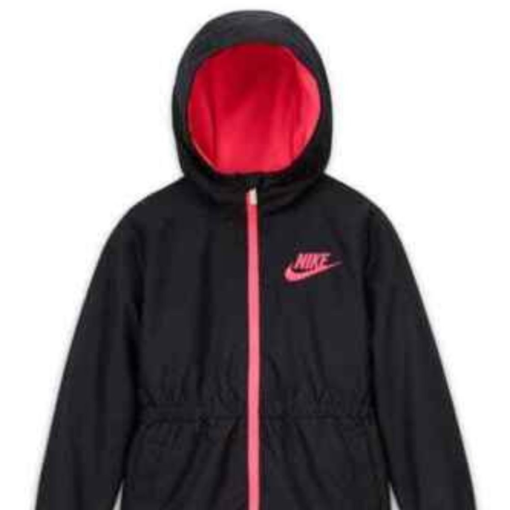 Nike Girls Baby Toddler Infant Anorak Jacket 24M 2 Yrs Black Pink NEW